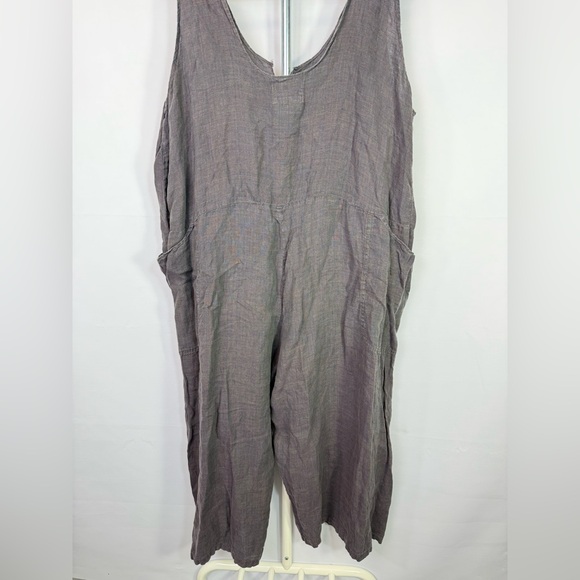 Flax By Jeanne Engelhart Gray Sleeveless Jumpsuit with Wide Leg Design - Picture 6 of 7